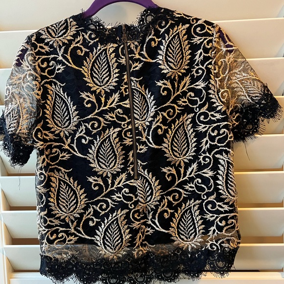 Samantha Dru - S - Black & Gold Lined Top - - Picture 4 of 7